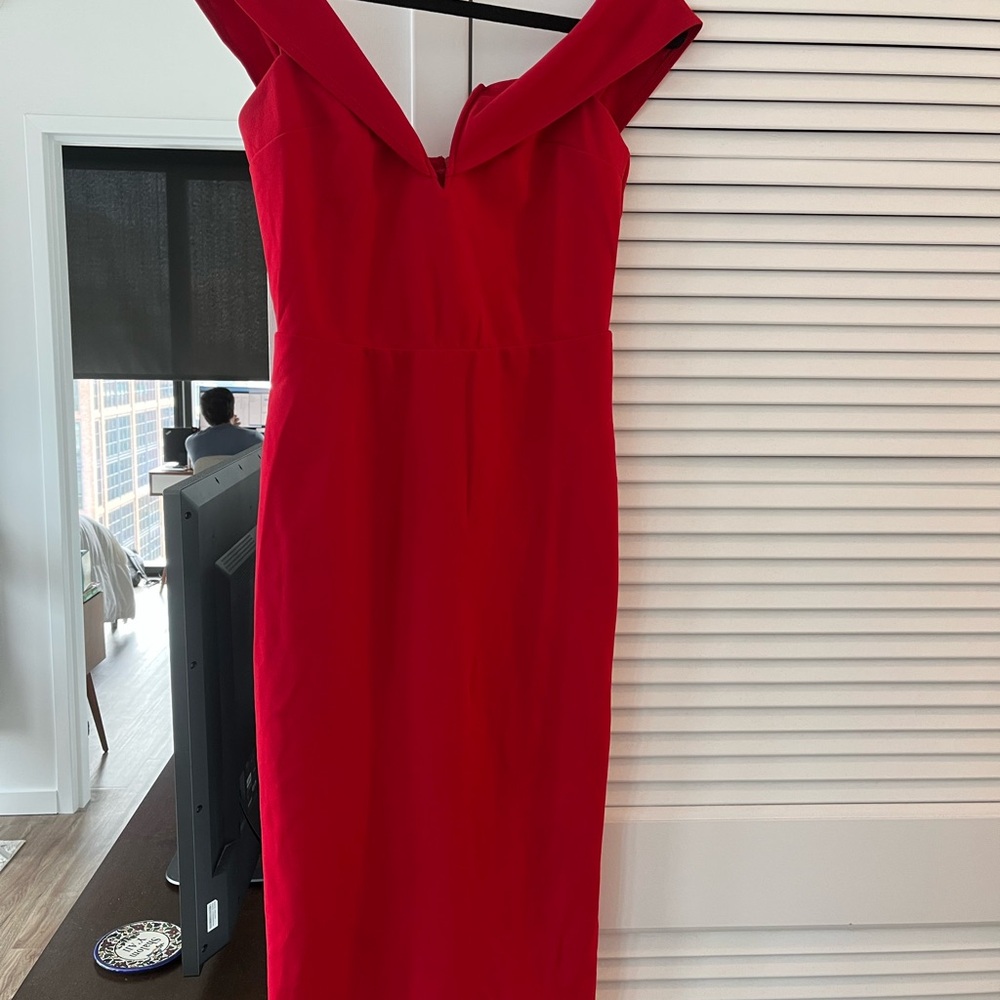 Lulus Elegant Red Off-Shoulder Dress
